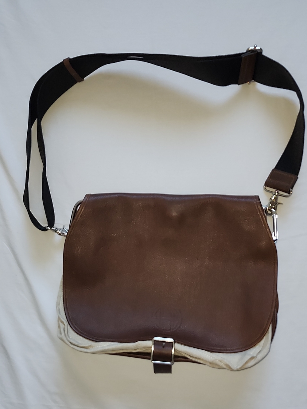 Brown Italian Leather Messenger Bag with Adjustable Strap